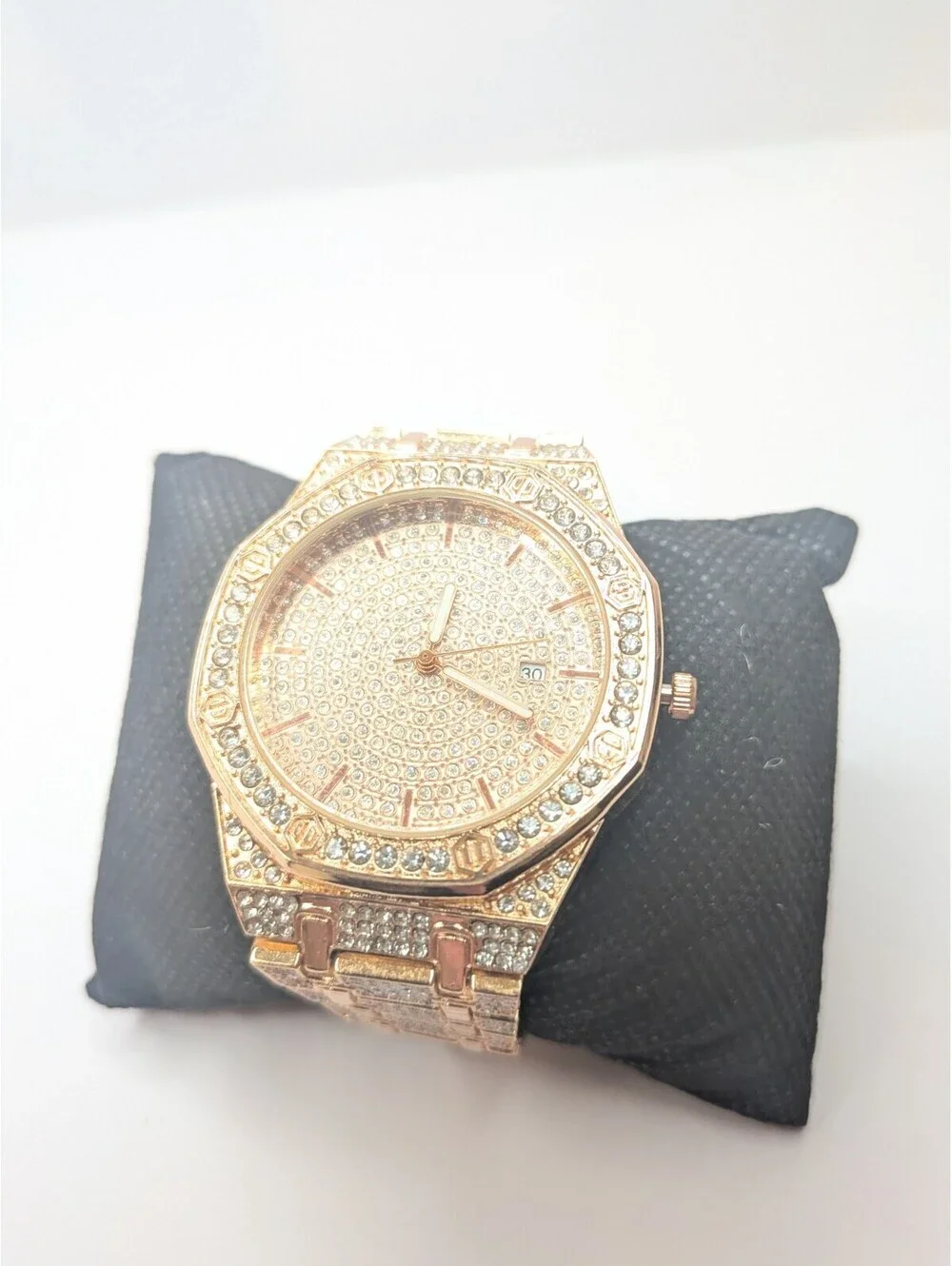 40mm Iced Out Men’s Watch – Moissanite Simulated – Rose Gold Tone - Fixed Bezel